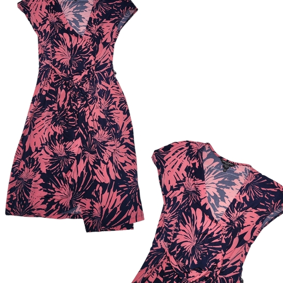 Maggy London 12P pink floral print Midi Dress - Picture 2 of 6